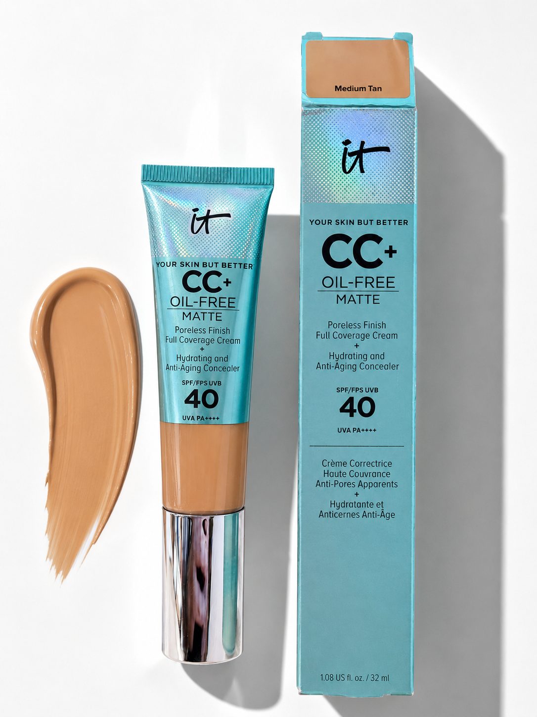 IT Cosmetics CC+ Cream Oil-Free Matte Medium Tan SPF 40 – Fondotinta Opacizzante Full Coverage 32ml
