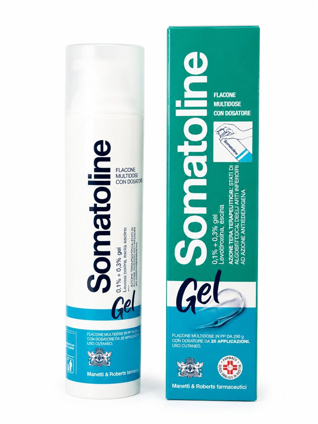 Somatoline Gel 0,1% + 0,3% Gel Flacone Multidose con Dosatore 250 g – Trattamento Antiedemigeno Uso Cutaneo