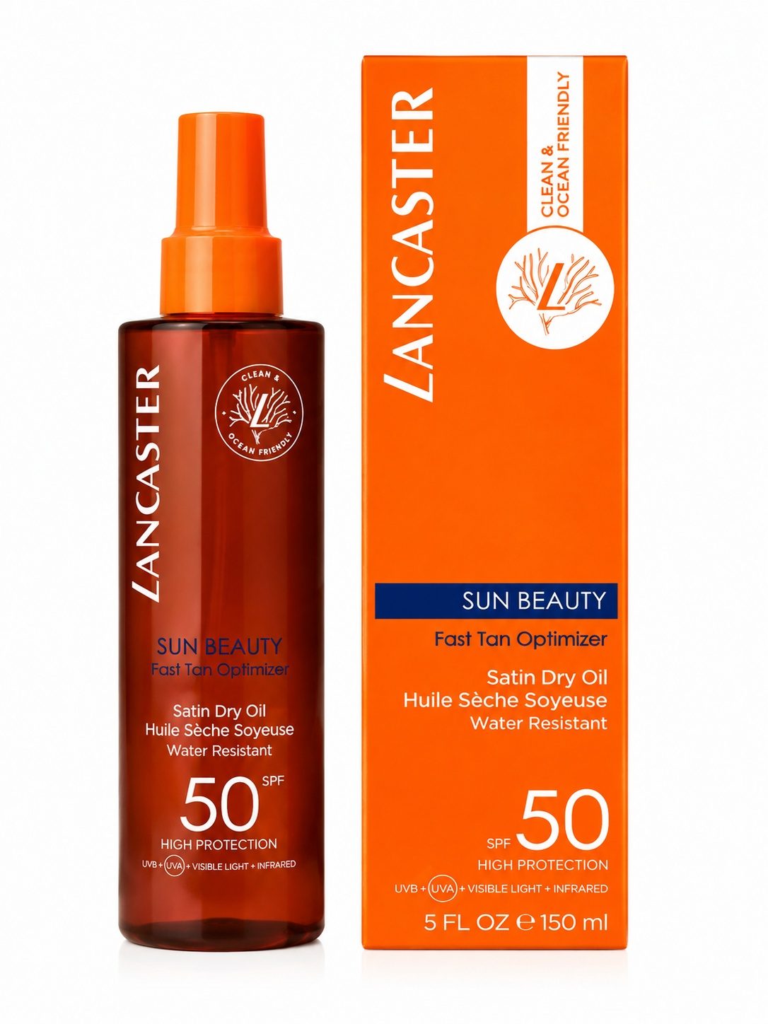 Lancaster Sun Beauty Fast Tan Optimizer Satin Dry Oil SPF 50 150 ml – Olio Solare Spray Alta Protezione