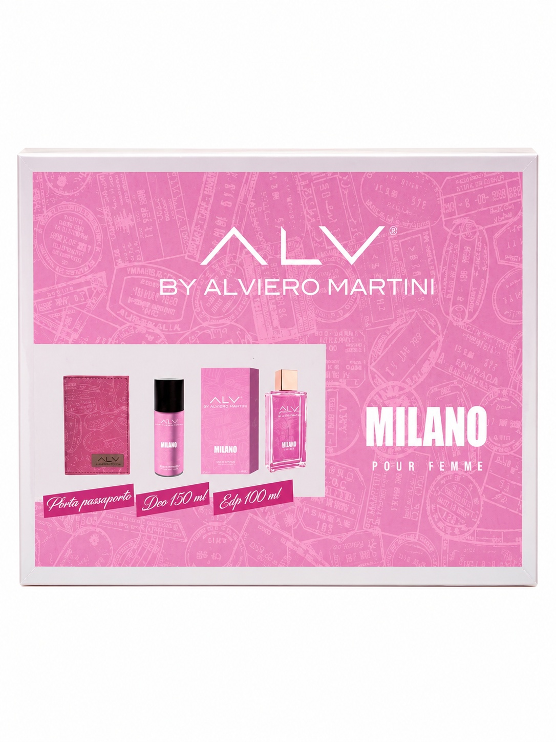 ALV by Alviero Martini Milano Pour Femme Cofanetto Regalo Donna – Eau de Parfum 100 ml + Deo 150 ml + Porta Passaporto