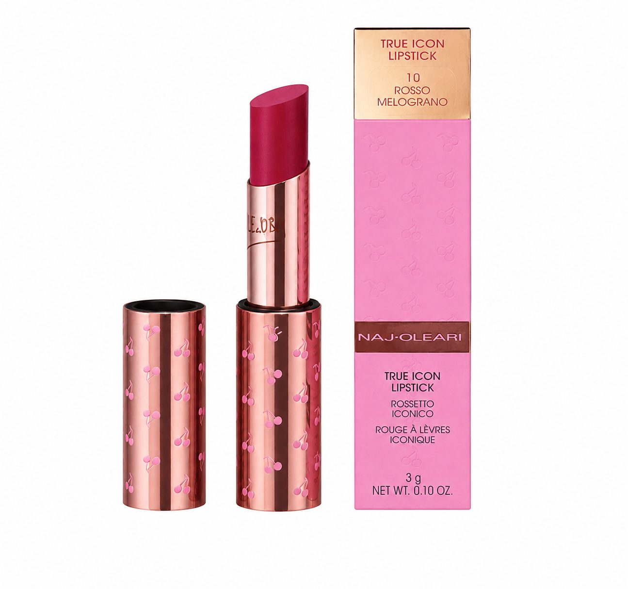 Naj Oleari True Icon Lipstick 10 Rosso Melograno Rossetto Iconico Idratante 3 g