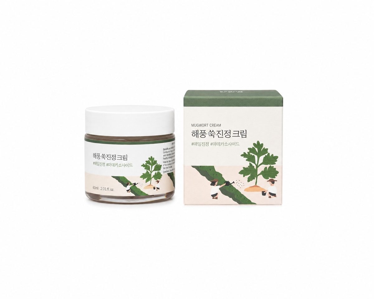 Round Lab Mugwort Cream 80 ml – Crema Viso Lenitiva con Artemisia e Madecassoside | Pelle Sensibile